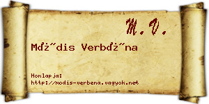 Módis Verbéna névjegykártya